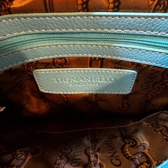 Tignanello Tiffany Blue Leather Crossbody Bag - Picture 6 of 9